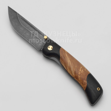 Нож Складной Валдай (Дамасская сталь, Граб, карельская береза)
