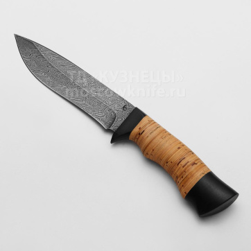Нож Близнец (Дамасская сталь, Береста, Граб)