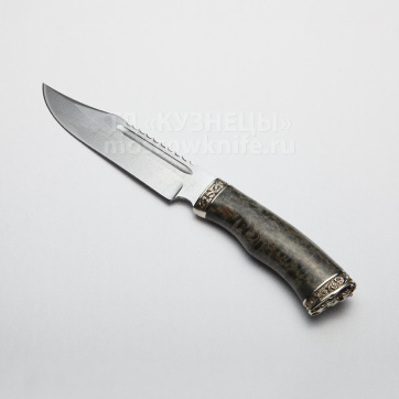 Нож Рэкс (Полированный дамаск, карельская береза, Мельхиор)