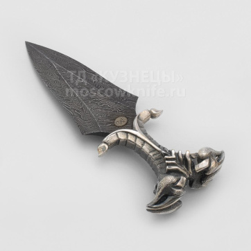 Нож Скорпион (Дамасская сталь,  Белый металл)