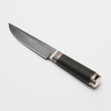 Нож Ярл (Дамасская сталь, Кожа, Белый металл)
