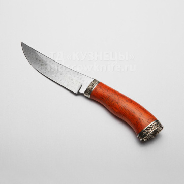 Нож Клык (ХВ5-Алмазная сталь, Красное дерево, Мельхиор)