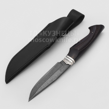 Нож Стэлс (Дамасская сталь, Дерево, Белый металл)