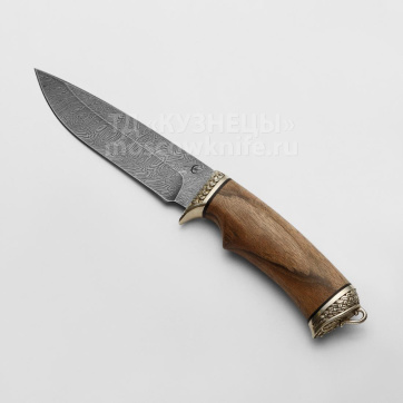 Нож Лазутчик ( Дамасская сталь, Орех, Мельхиор)