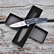 Нож складной Тактик ВДВ 322-000405 Синий в подарочной упаковке (Сталь D2, Микарта)
