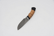 Нож Разделочный (Дамасская сталь, Береста, Граб)