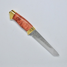 Нож охотничий Телохранитель Н10 (95Х18 клинок с гравировкой, берёза, фурнитура - латунь с напылением жёлтым металлом)