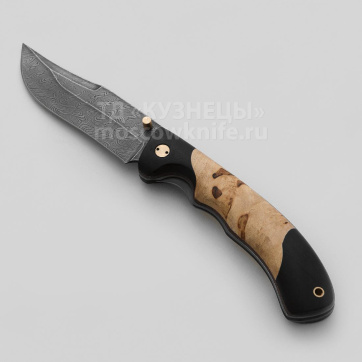 Нож Складной Ястреб (Дамасская сталь , Граб, Карельская береза)