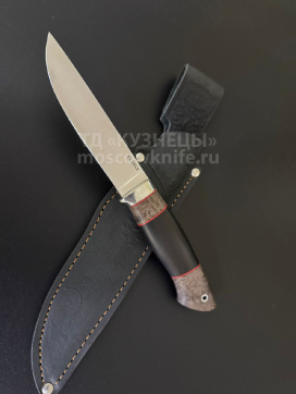 Нож "Грибник" сталь-ELMAX, рукоять-мельхиор, карельская береза, черный граб