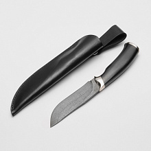 Нож Сеголеток (Дамасская сталь, Дерево, Белый металл)