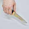 Нож охотничий Александр II Н6 (ЭИ-107 Златоустовская гравюра на клинке, дуб, резная фурнитура - латунь с напылением желтым металлом) 3