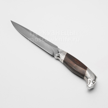 Нож Орёл (Дамасская сталь, Дерево, Белый металл)