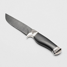 Нож Верный (Дамасская сталь, Орех, Белый металл)