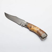 Нож Медведь (ХВ5-Алмазная сталь, Кап клена, Мельхиор)