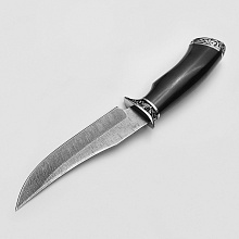 Нож Рыбак (Дамасская сталь,  Мельхиор, Гравировка)