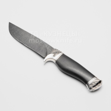 Нож Верный (Дамасская сталь, Орех, Белый металл)