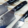 Набор из трех кухонных ножей (Сталь: обкладки нержавеющий дамаск, центр VG10, рукоять G10)  5