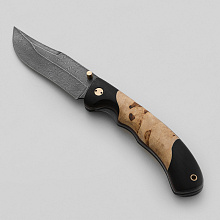 Нож Складной Ястреб (Дамасская сталь , Граб, Карельская береза)