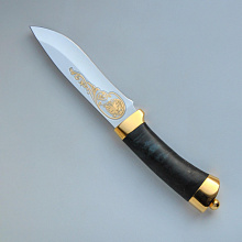 Нож туристический Н6 (ЭИ 107, Карельская береза, напыление желтым металлом)