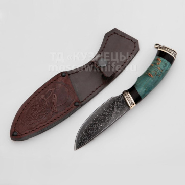 Нож разделочный (Мозаичный Дамаск, карельская береза)