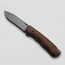 Складной нож Ирбис с фиксатором (Дамасская сталь, Орех)