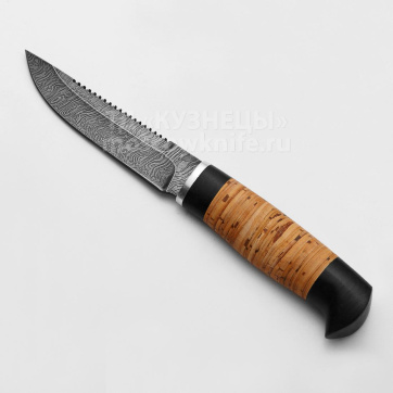 Нож Судак (Дамасская сталь, Береста, Граб)