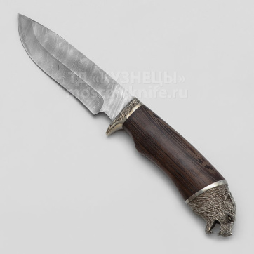 Нож Волчица (Дамасская сталь, Венге, Литье волк