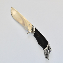Нож "Кабан" (Булатная сталь, Дерево, покрытие белым металлом)