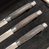 Нож Финка Егора Самсонова комплект из 3-х ножей (Булатная сталь, Покрытие белым металлом) 4