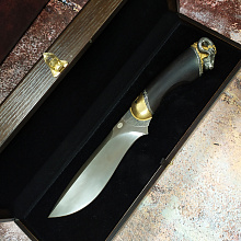 Нож Золотое руно ( Булатная сталь, Дерево, Белый металл)