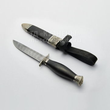 Нож Финка НКВД (Дамасская сталь, Граб, Мельхиор)