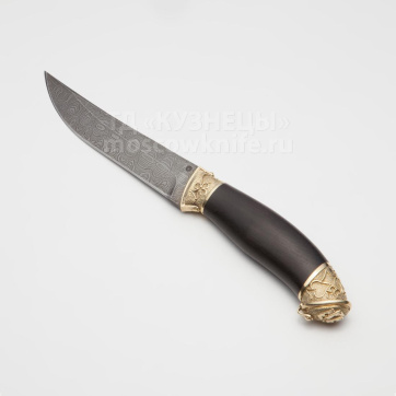 Нож Козырной (Дамасская сталь, Граб, Латунь)