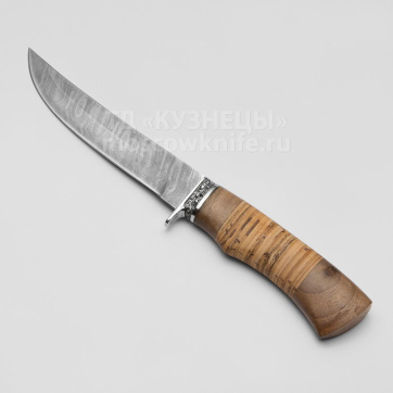 Нож Лис (Дамасская сталь, Венге, Береста)