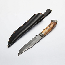 Нож Медведь (ХВ5-Алмазная сталь, Кап клена, Мельхиор)