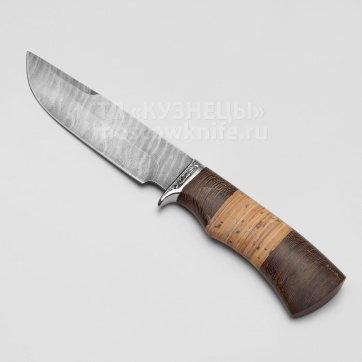 Нож Сокол (Дамасская сталь, Венге, Береста)