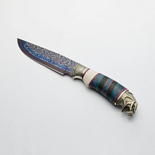Нож Золотоискатель (Сложный мозаичный дамаск, чёрный граб, карельская береза)