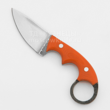 Шейный нож №2 (95Х18, Микарта orange, ножны - Кайдекс)