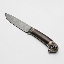 Нож Друг (Дамасская сталь, Дерево, Бронза)