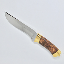 Нож Турецкий султан, Н2 (ЭИ-107, Златоустовская гравюра на клинке, карельская береза, фурнитура - латунь с напылением желтым металлом)