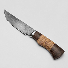 Нож Егерь (Дамасская сталь, Венге, Береста)