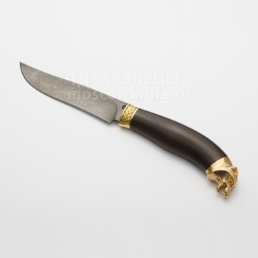 Нож Кайман (Дамасская сталь, Граб, Латунь)