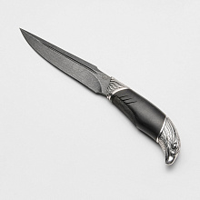 Нож Ястреб (Дамасская сталь, Дерево, Белый металл)