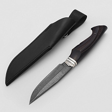 Нож Стэлс (Дамасская сталь, Дерево, Белый металл)