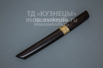 Нож Танто (Дамасская сталь, черный граб, литье мельхиор)