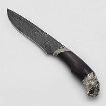 Нож Леопард (Дамасская сталь, Дерево, Белый металл)