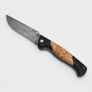 Складной нож Актай-2 (Дамасская сталь, Карельская берёза, Граб)