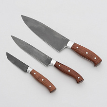Набор кухонных ножей из кованной стали (Х12МФ, Деревянная рукоять из Бубинго, Цельнометаллические)