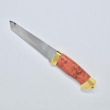 Нож охотничий Телохранитель Н10 (95Х18 клинок с гравировкой, берёза, фурнитура - латунь с напылением жёлтым металлом)