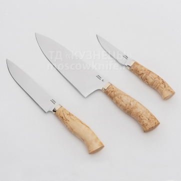 Кухонный набор из трех ножей (95х18, Карельская береза)