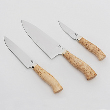 Кухонный набор из трех ножей (95х18, Карельская береза)
